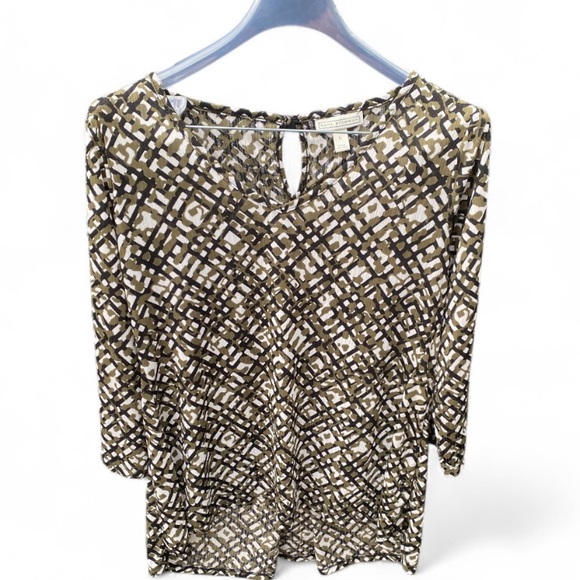 Dana Buchman Tops - Dana Buchman Olive and Black and White Blouse